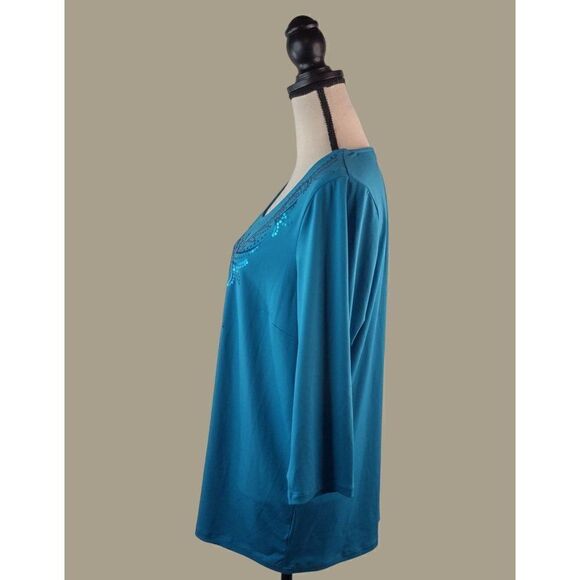 Bob Mackie Wearable Art Blue Sequin Blouse Size Large NWOT - Picture 5 of 8